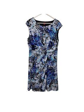 212 Collection Womens Sleeveless Abstract Print Dress XL Blue & Black
